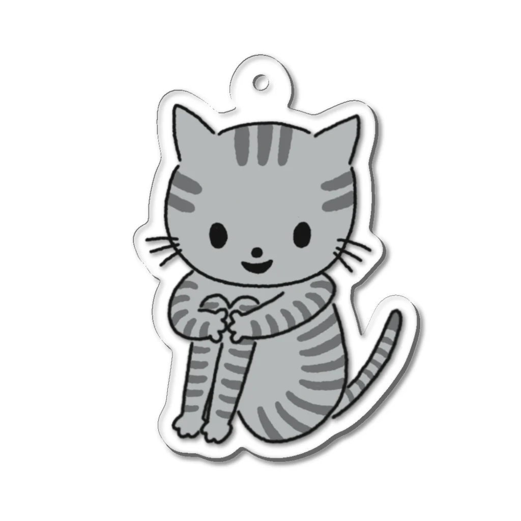 Futakawa Mayuのグッズショップのねこちゃん　グレー　トラ Acrylic Key Chain