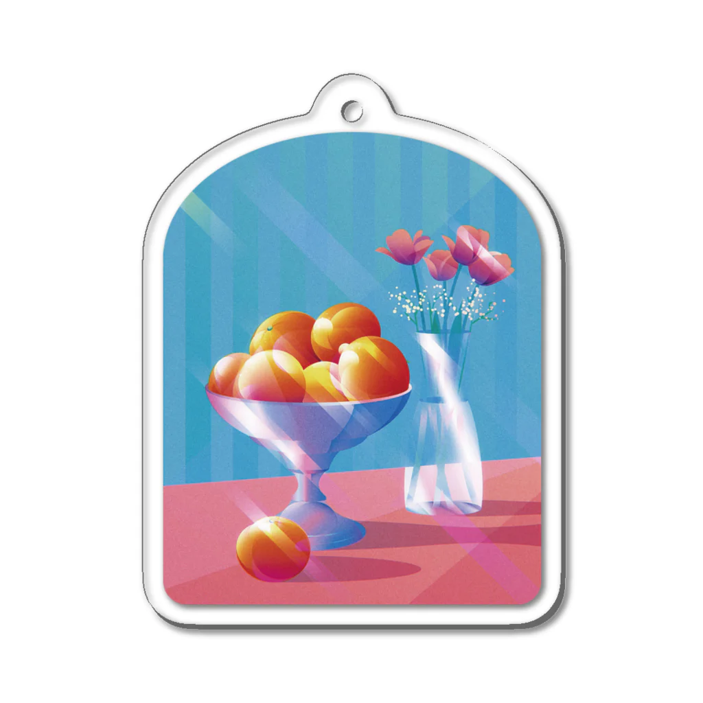 IONAの夏の押し売りSHOPのピカピカオレンジとキラキラ花瓶のキーホルダー Acrylic Key Chain