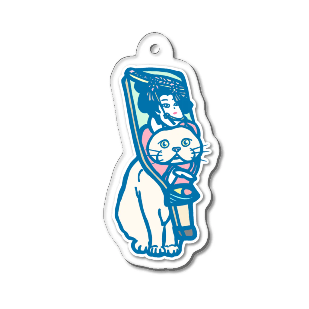 pipippuの羽子板猫 Acrylic Key Chain