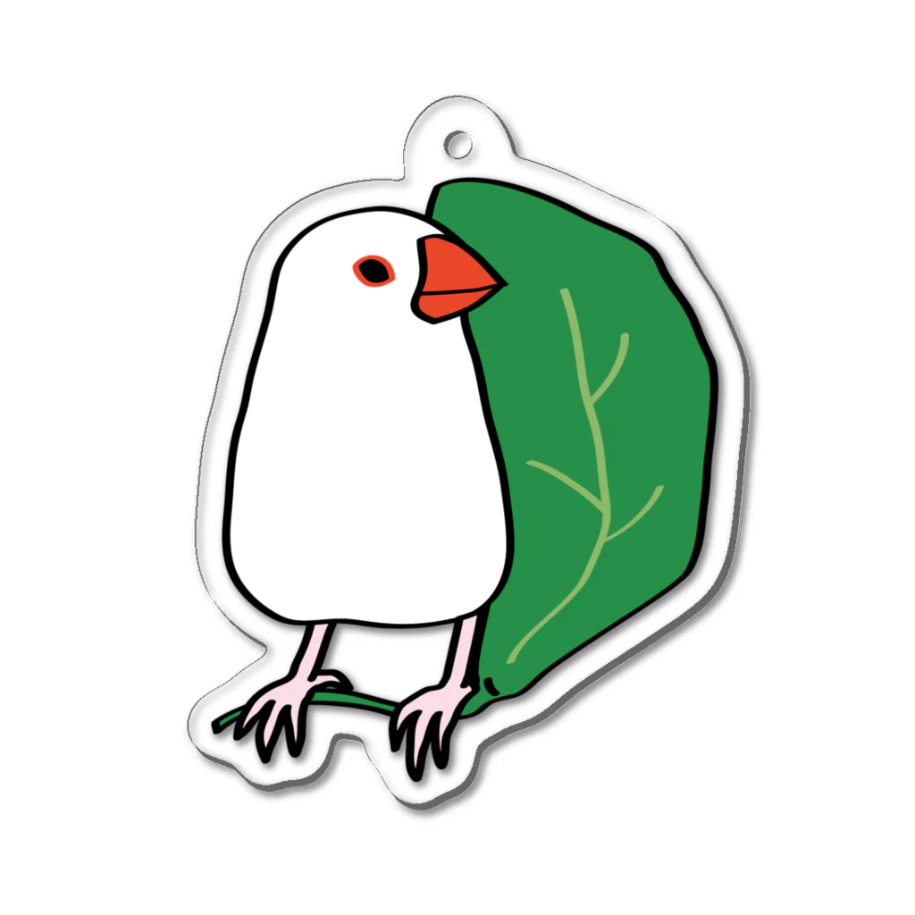 文鳥堂の小松菜と白文鳥 Acrylic Key Chain