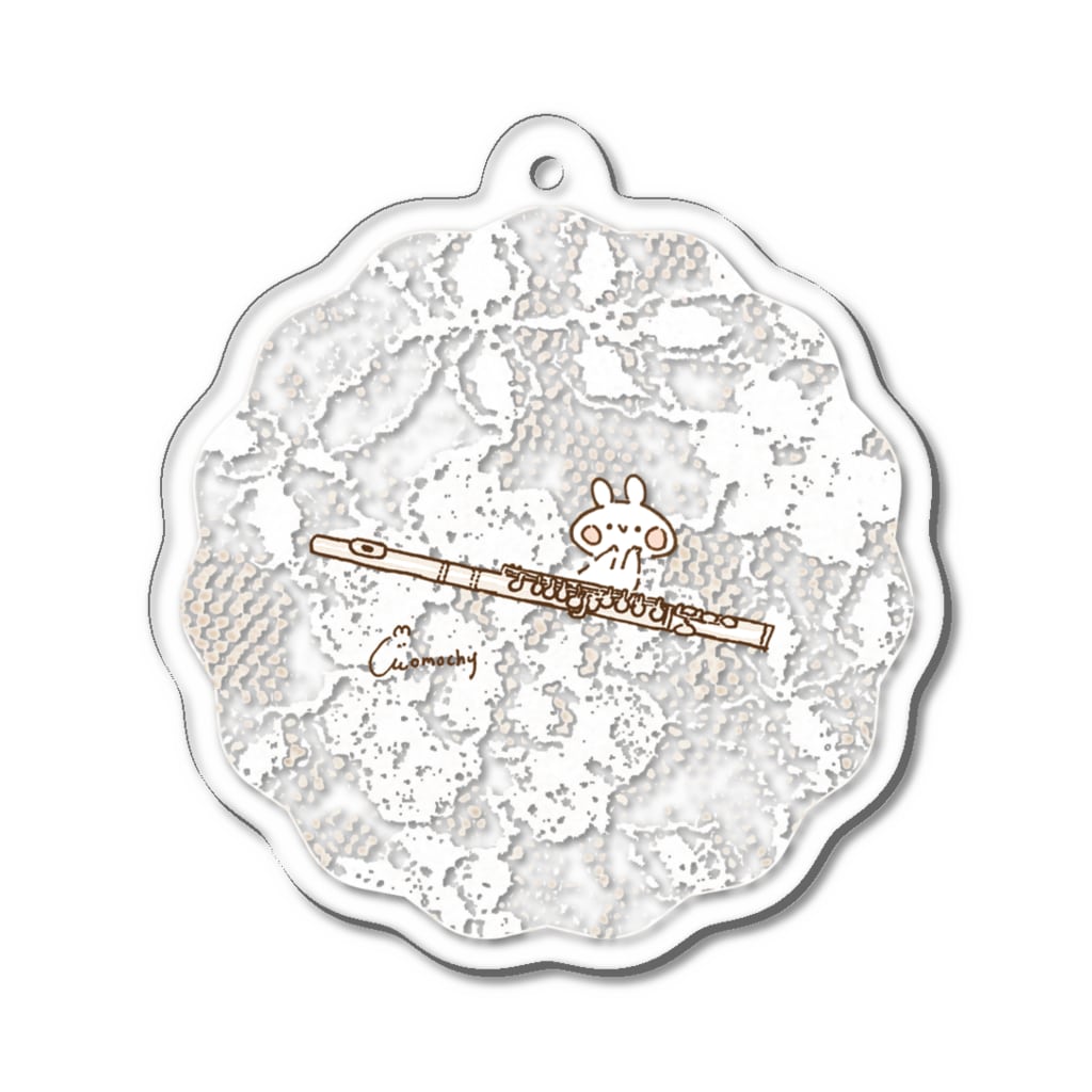＊momochy shop＊のフルートとうさぎ(ナチュラルレース) Acrylic Key Chain