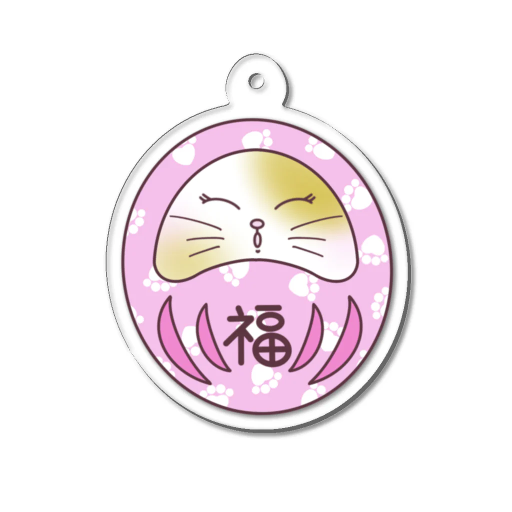 lovenyanshopのにゃんダルマ　桃　福 Acrylic Key Chain