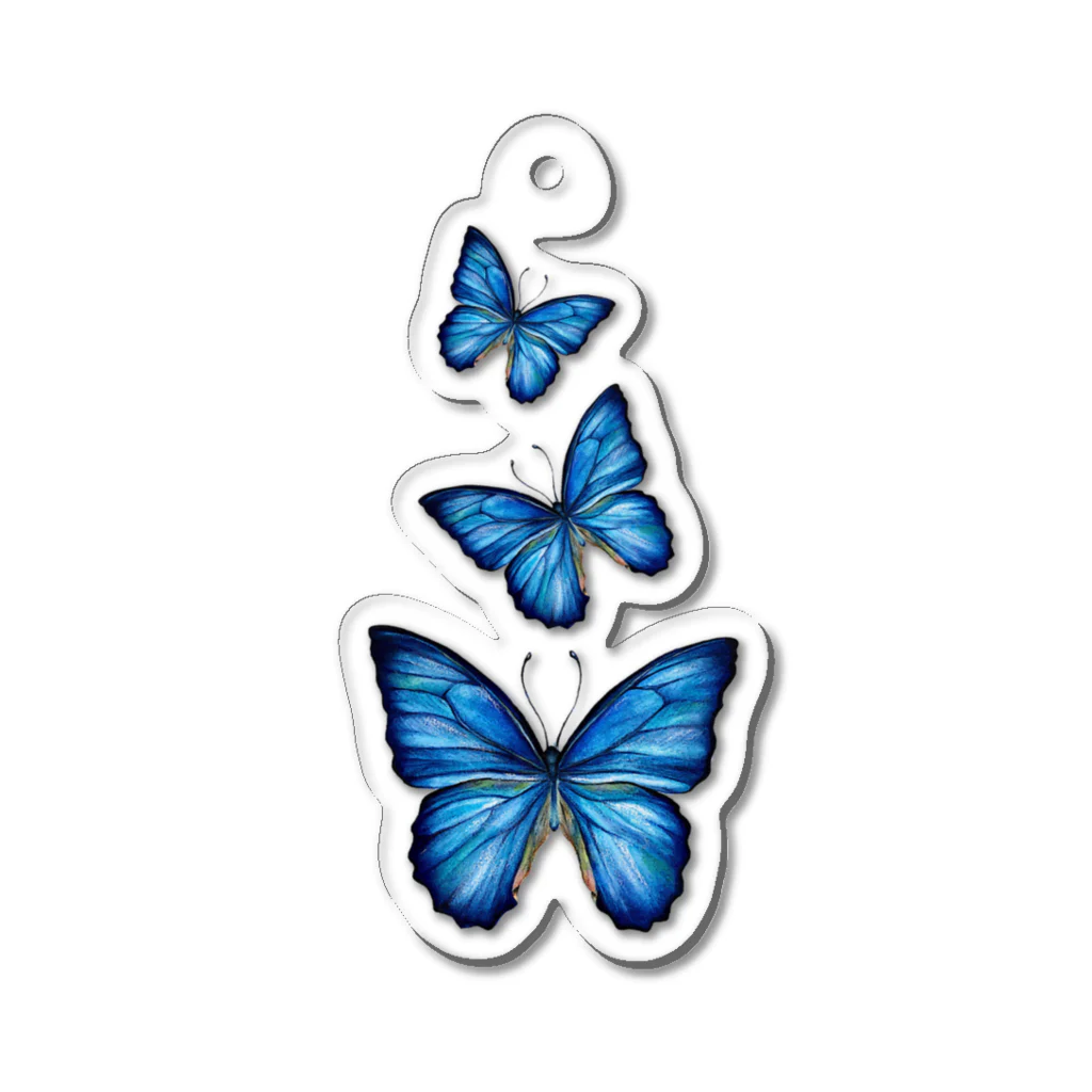 idumi-artの３羽の青い蝶 Acrylic Key Chain