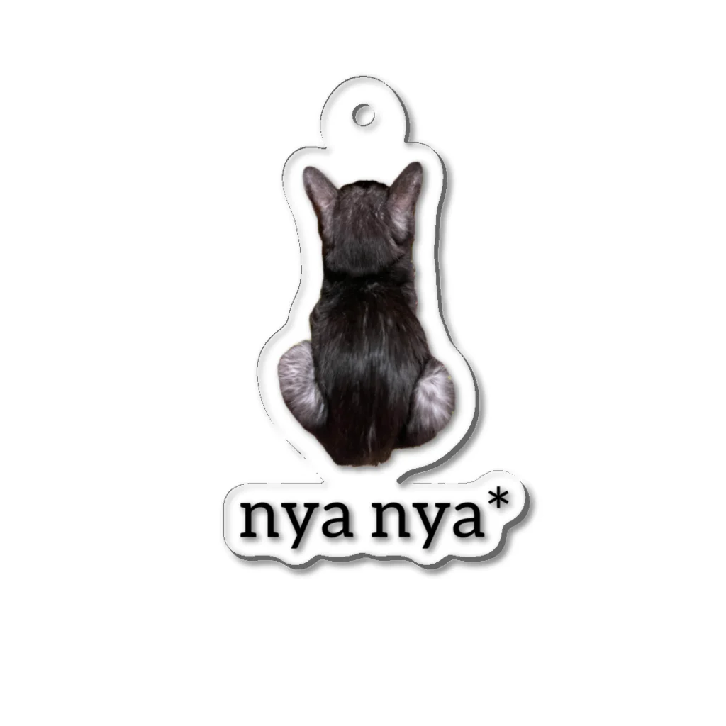 nya nya*のバックショットねこ(アンダーロゴ黒) Acrylic Key Chain