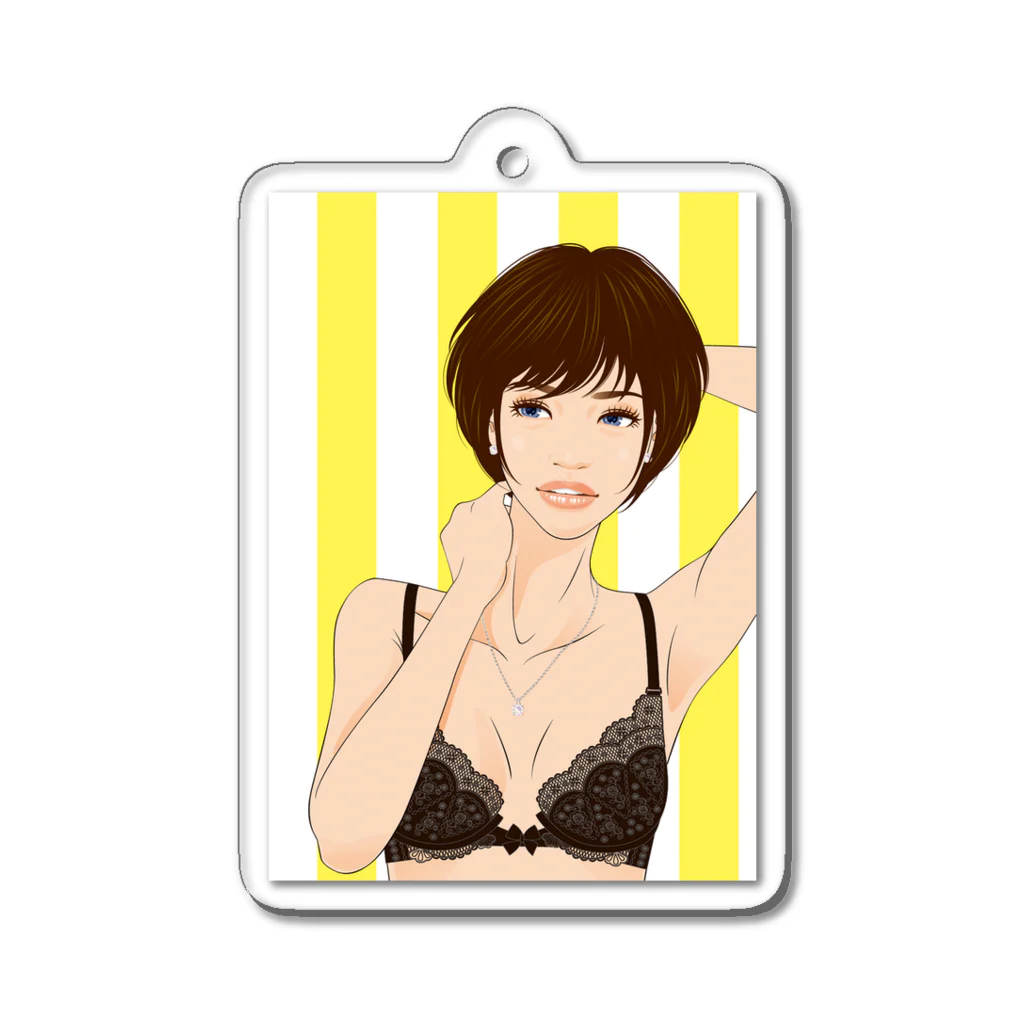 Shigenori Negishi Illust ShopeのGirls In Black (B-UP) Acrylic Key Chain