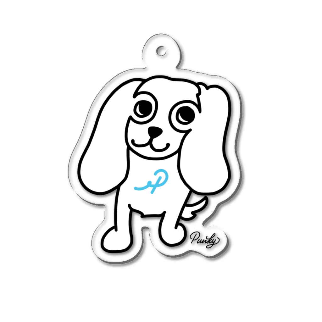 パンキーくんのパンキーくん　モノライン　ブルーP Acrylic Key Chain