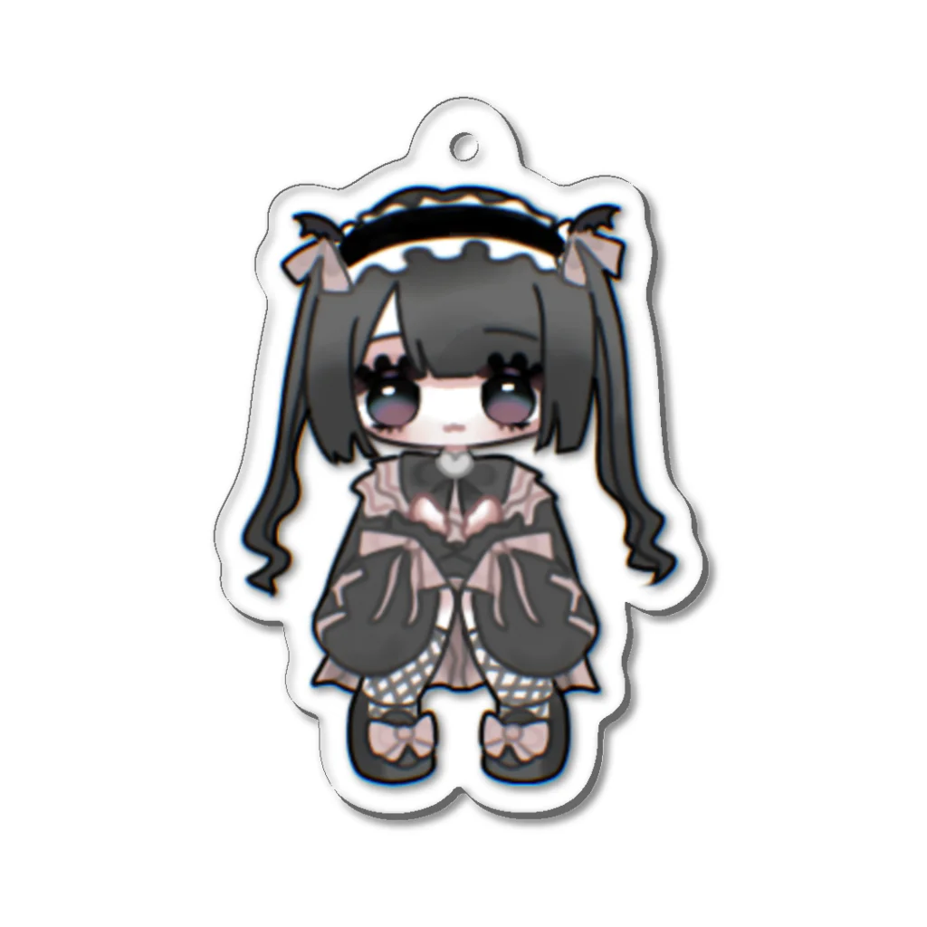 usa+の地雷系おんなのこ黒ピンク Acrylic Key Chain