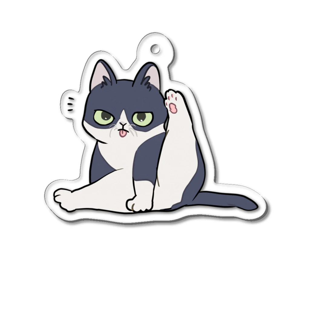 寂しんぐのはちわれのねこ(毛づくろい) Acrylic Key Chain