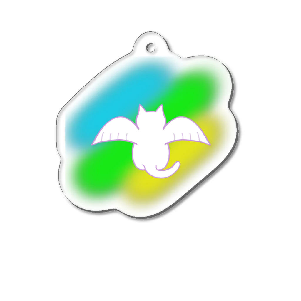 にゃんたまごの天使になったネコ　弐 Acrylic Key Chain