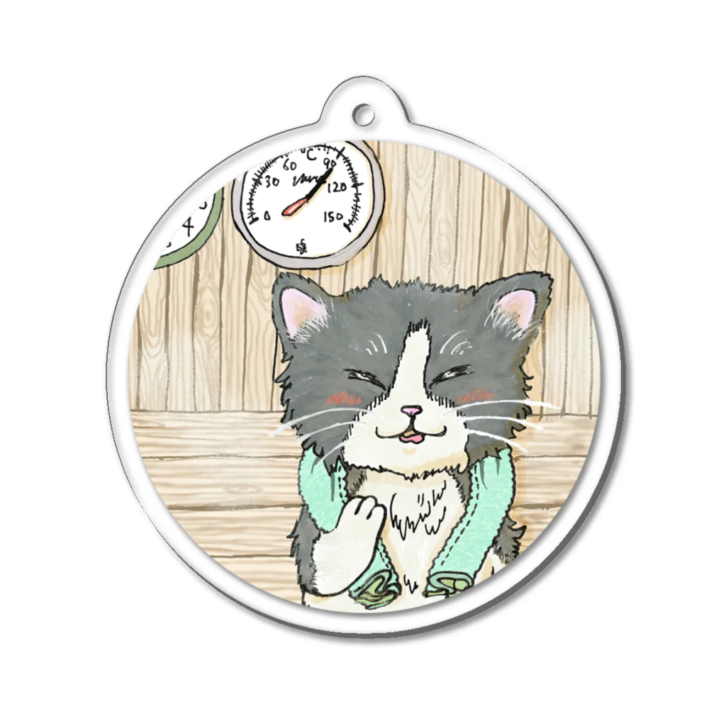 ミャムミャムマナコのうっとりサウナにゃんこ Acrylic Key Chain