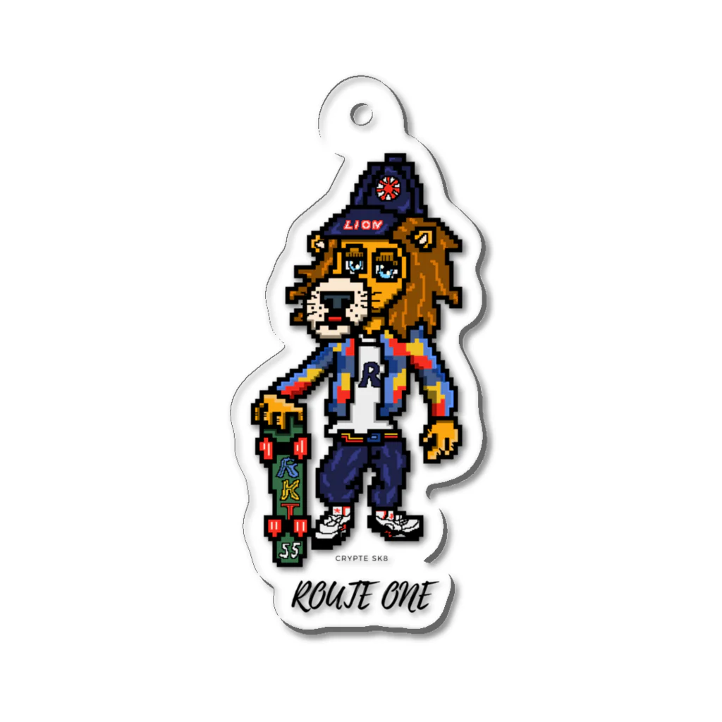 oekaki/ROUTE ONEのライオンとスケボー Acrylic Key Chain