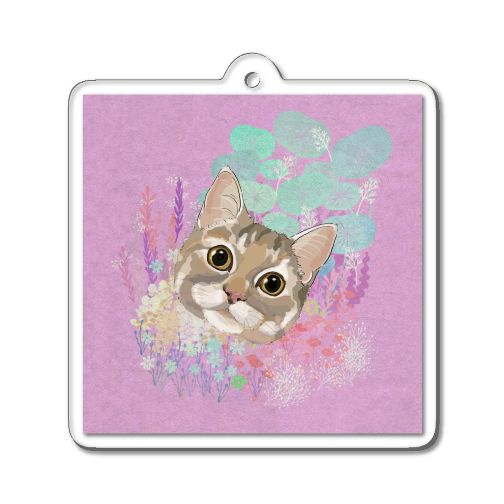 みきぞーん｜保護猫 ミッキー画伯と肉球とおともだちのlizu ×　お花畑 Acrylic Key Chain