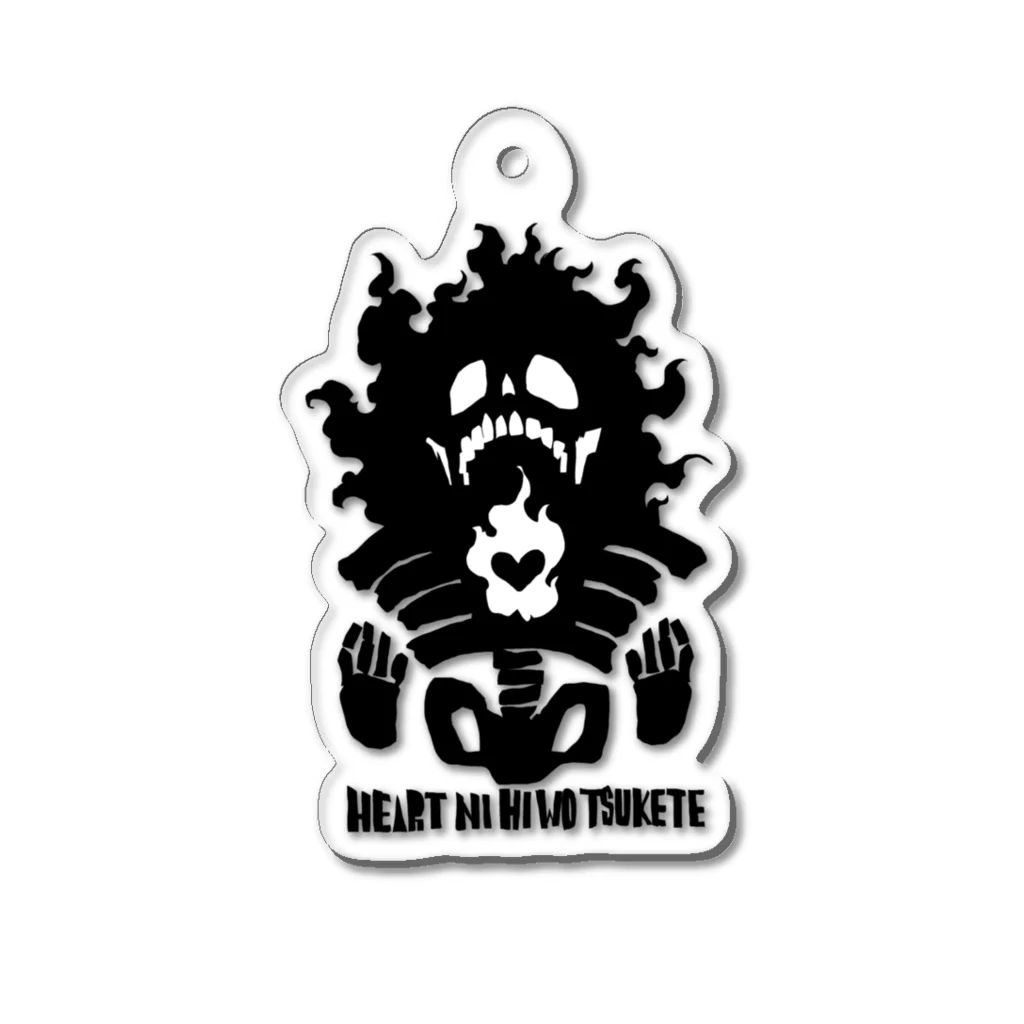 白黒灰脂オリジナルイラストグッズSHOP『熊猫動物園』のHEART NI HI WO TSUKETE Acrylic Key Chain