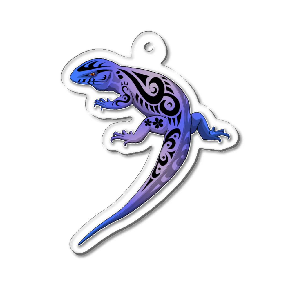 箱庭金魚❀暁姫のトライバル サバンナモニター 青系 Acrylic Key Chain