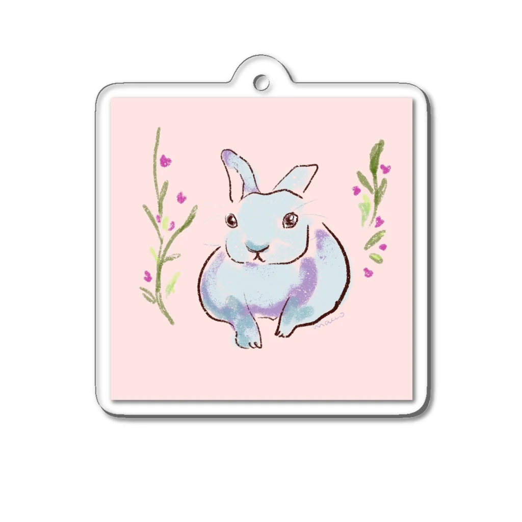 うさぎ雑貨屋maccoのお花好きのうさぎさん Acrylic Key Chain