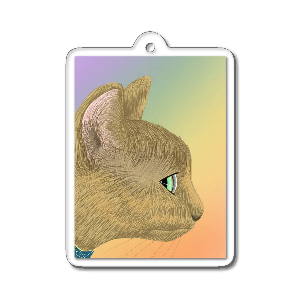 理絵のねこ 虹色 Acrylic Key Chain