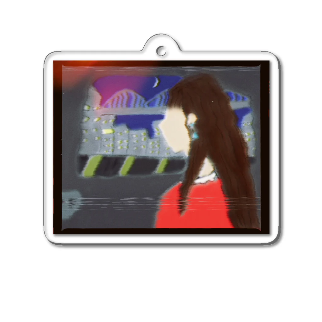 Caf'Emodeの都市ポップ美術館 Acrylic Key Chain