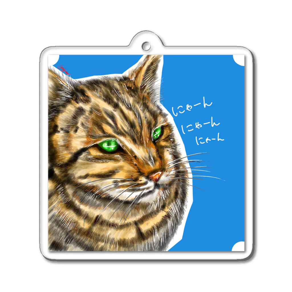 がゆう💎お絵描き屋さんの神社にいた猫 Acrylic Key Chain