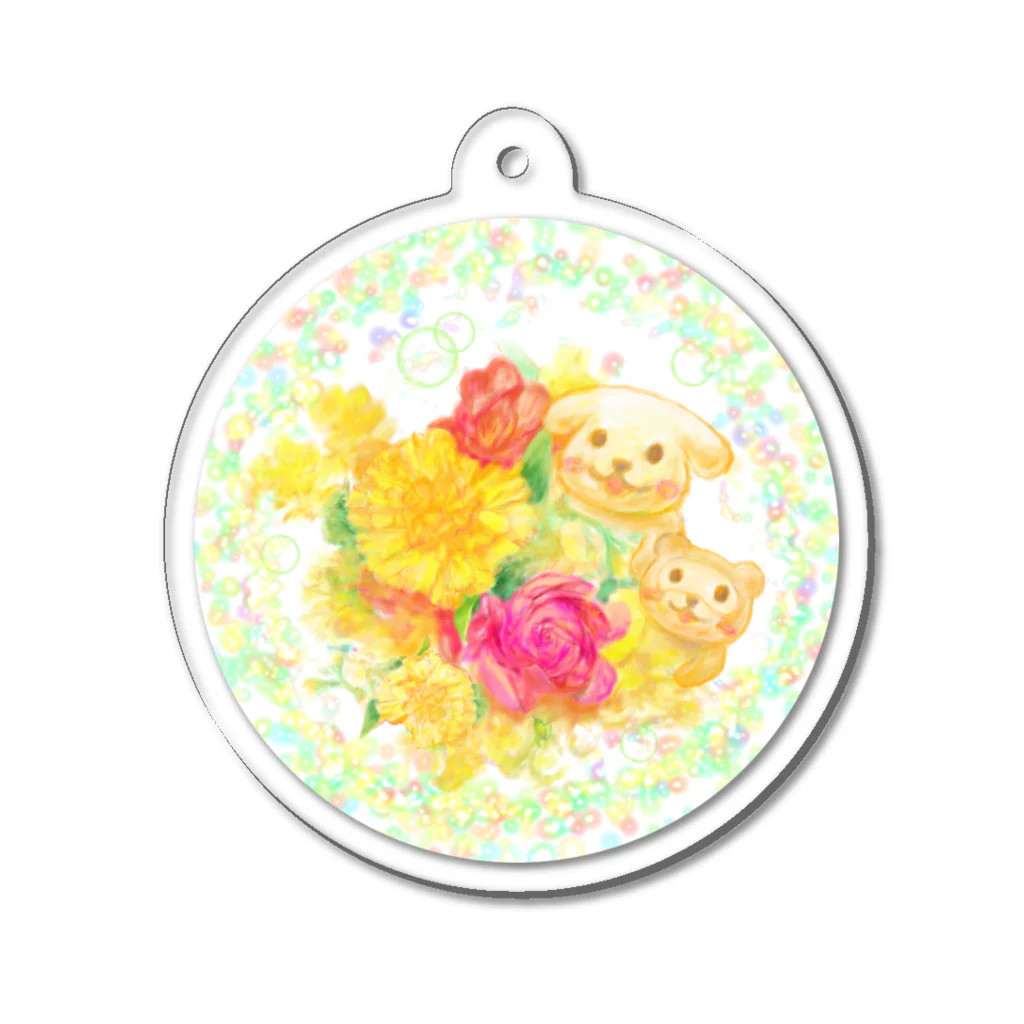 わんぽこショップのわんぽこ -flower- Acrylic Key Chain