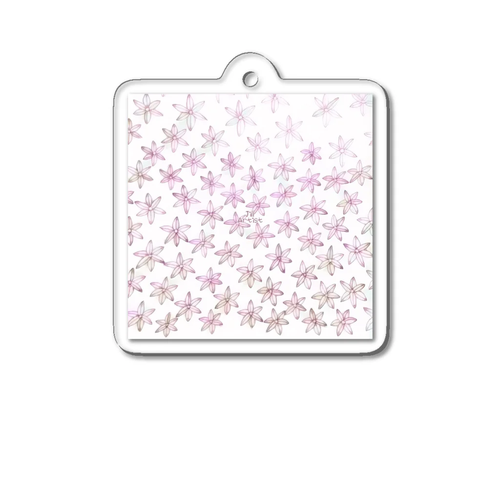 【ホラー専門店】ジルショップの手描き＊ピンクのハナニラ＊イラスト Acrylic Key Chain