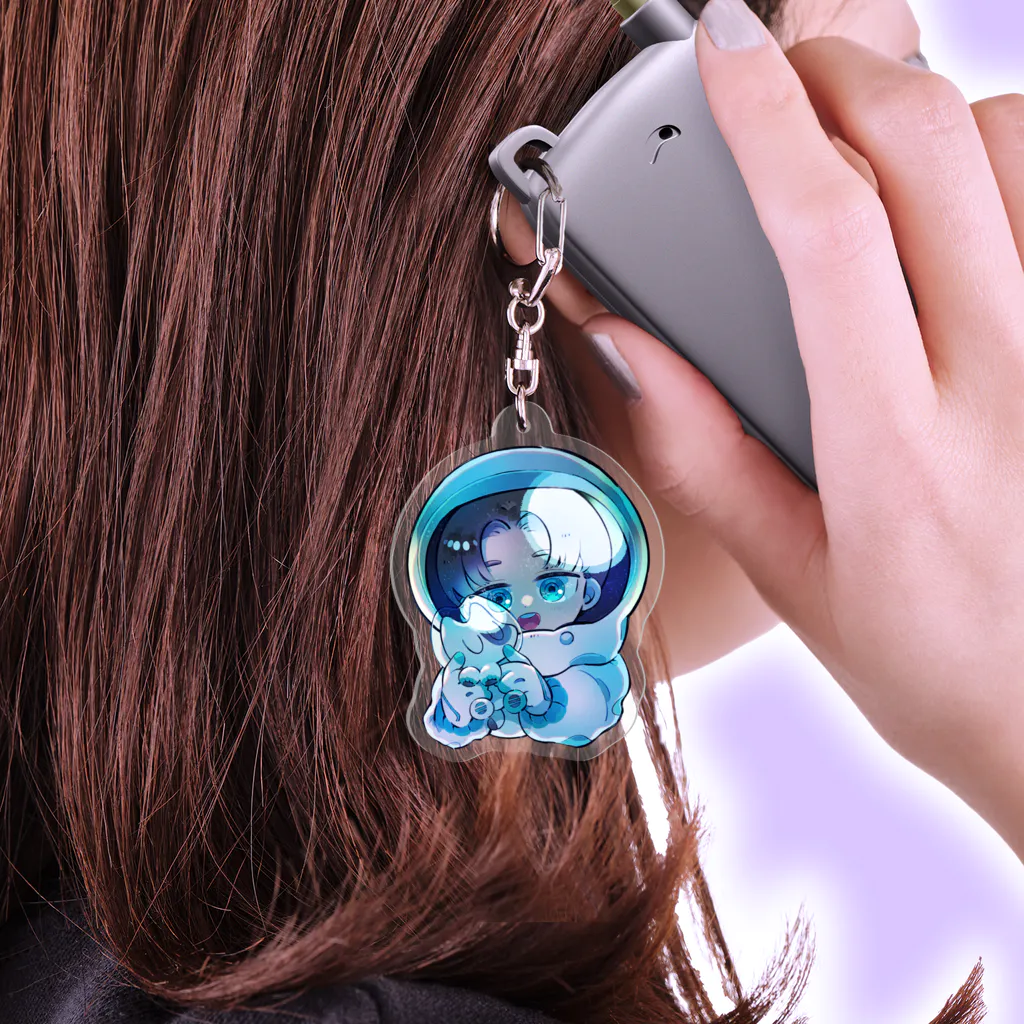 てきとのグッズ展の宇宙へ飛び出せ！てきねこアクリルキーホルダー 背景なしver. Acrylic Key Chain