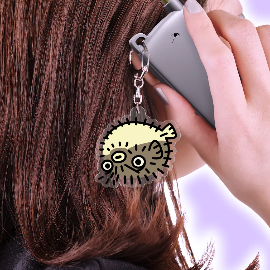 日本シリーズ　コラボ　タオル巾着袋　キーホルダー　ハリセン ぷんすかハリセンボン アクキー / イラスト MONYAAT ( monyaa