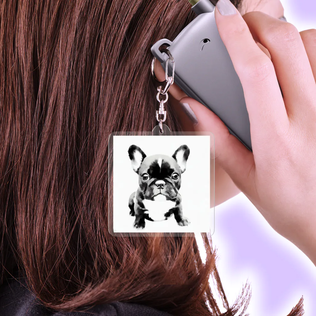 soramame1119のフレンチブルドックの仔犬グッズ Acrylic Key Chain