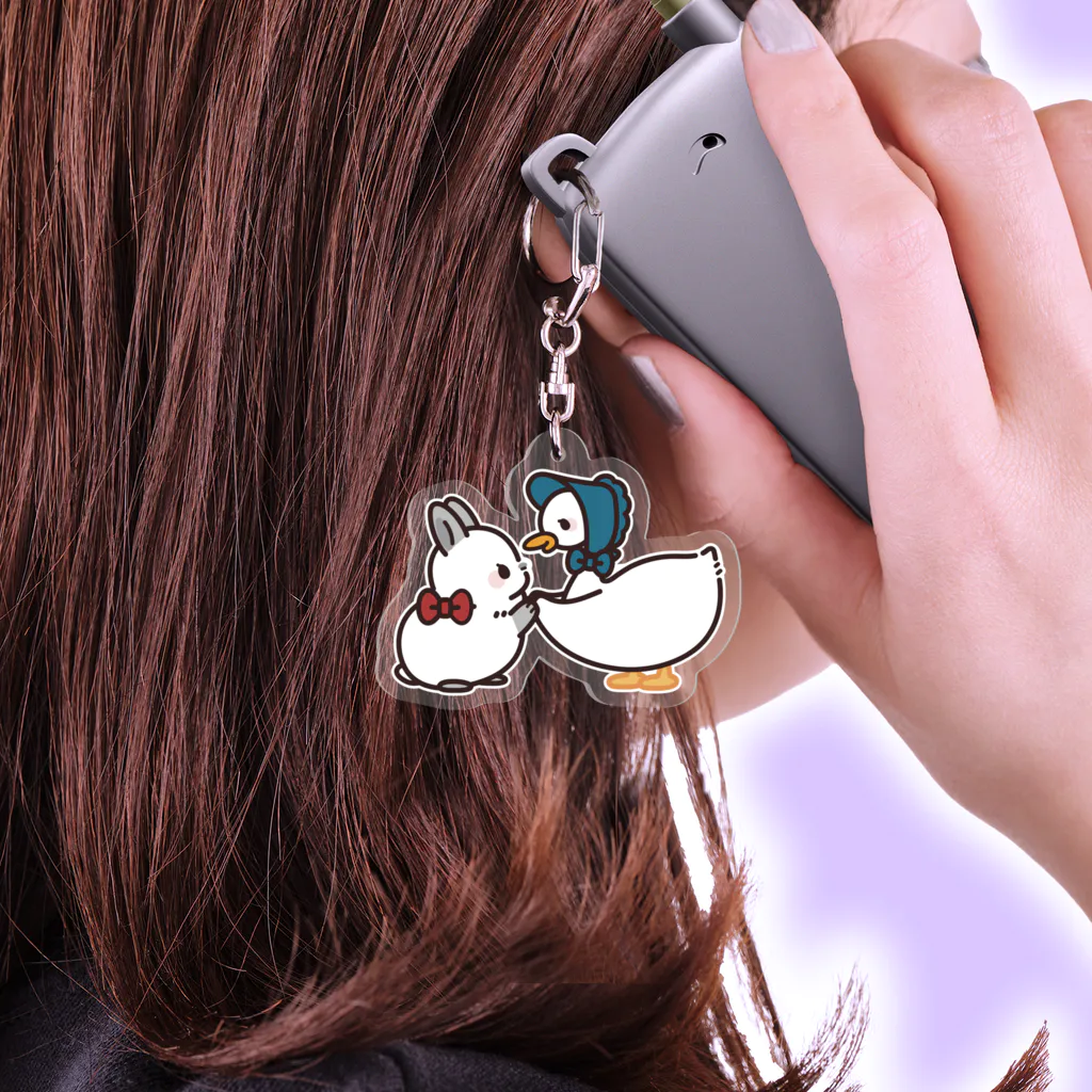 DECORの大人可愛いうさぎレディ　白鳥さんといっしょver. Acrylic Key Chain