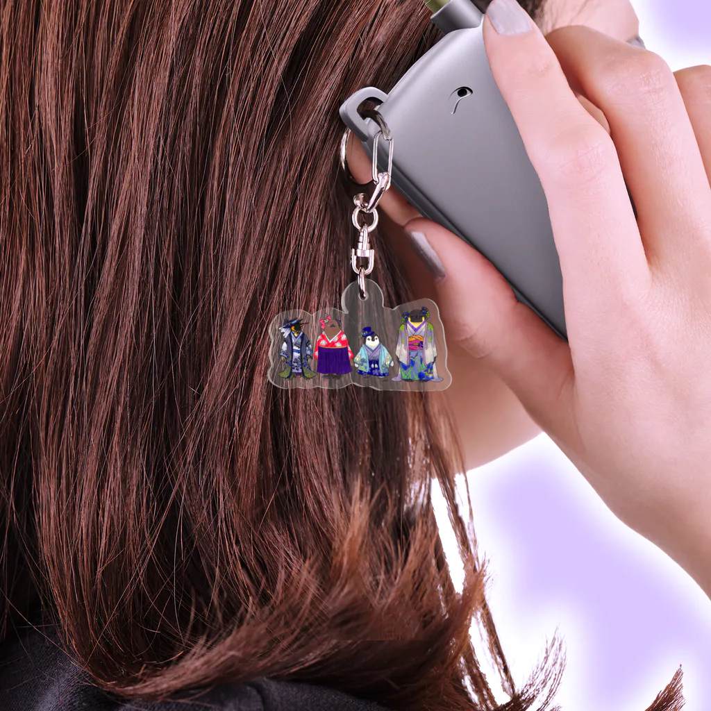 ヤママユ(ヤママユ・ペンギイナ)のいずれ菖蒲か杜若₋Aptenodytes Kimono Penguins-(アクキー/アクスタ用) Acrylic Key Chain
