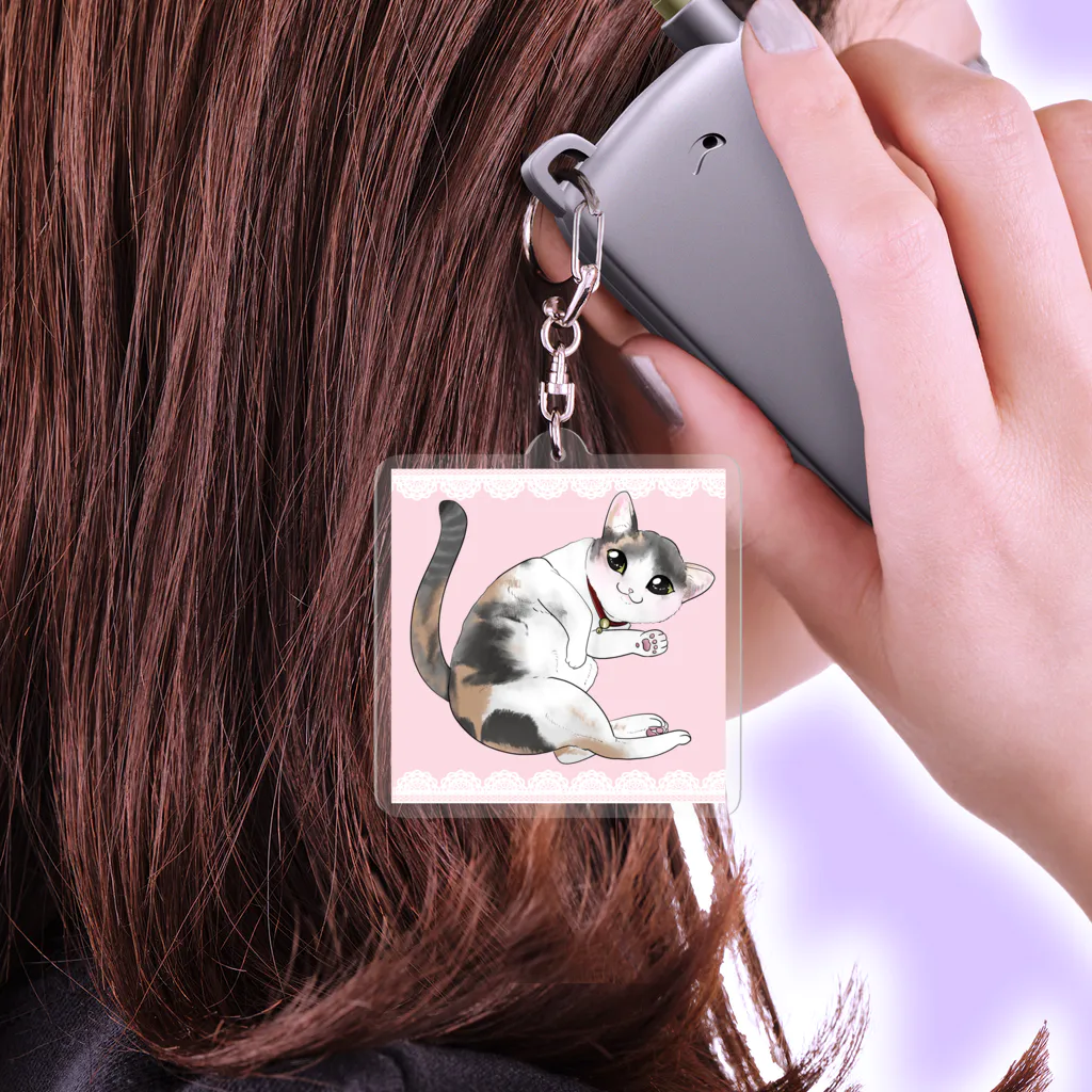 ikiterudayoの薄三毛猫のアクリルキーホルダー Acrylic Key Chain