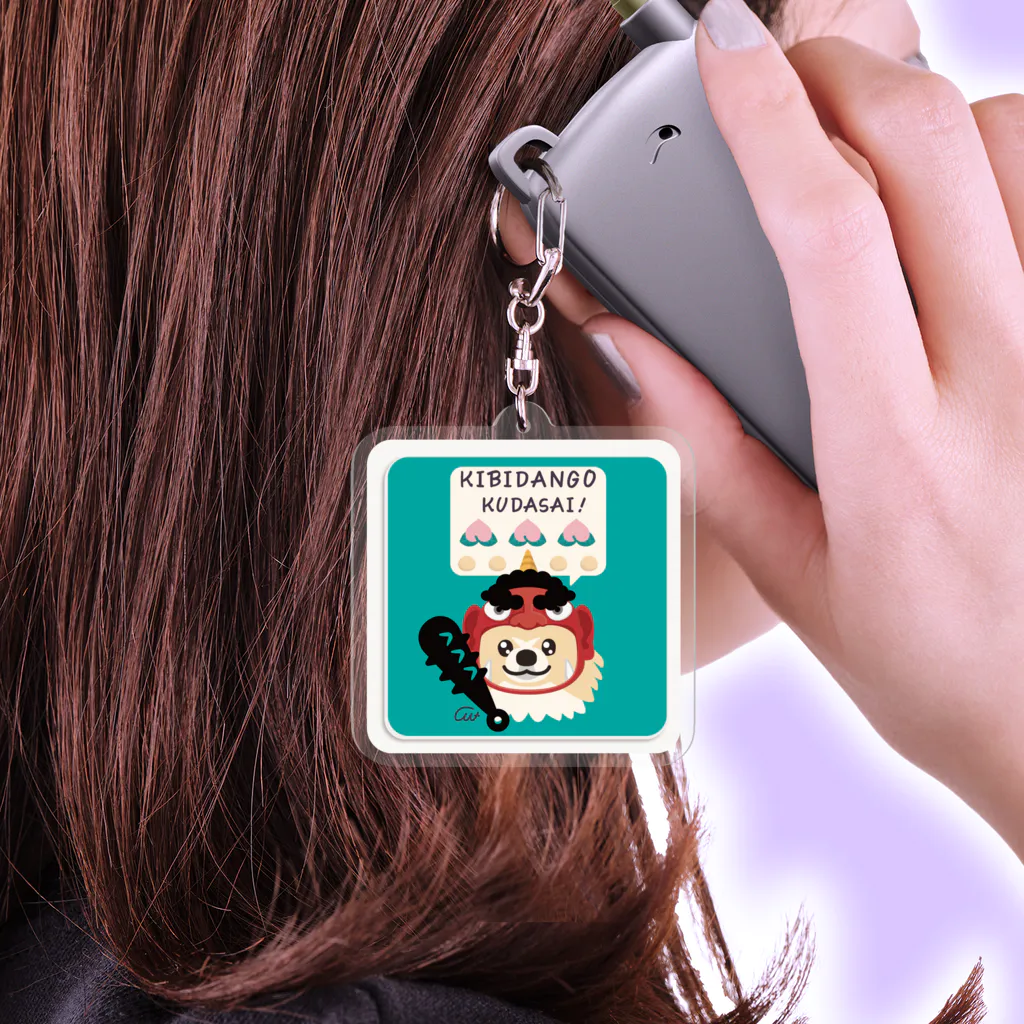 イラスト MONYAAT のきびだんごくださいなのポメラニアン Acrylic Key Chain