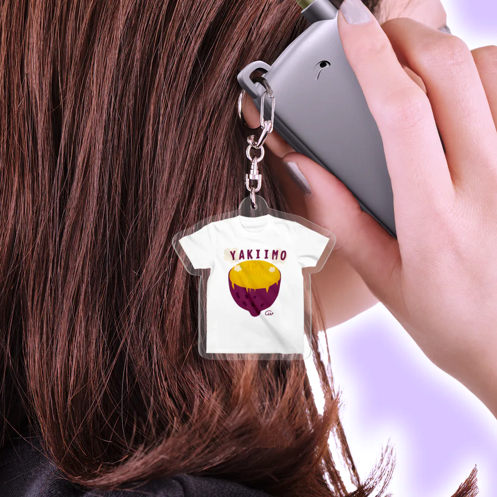 イラスト MONYAAT の焼き芋 食べ過ぎ*Tシャツ型 Acrylic Key Chain