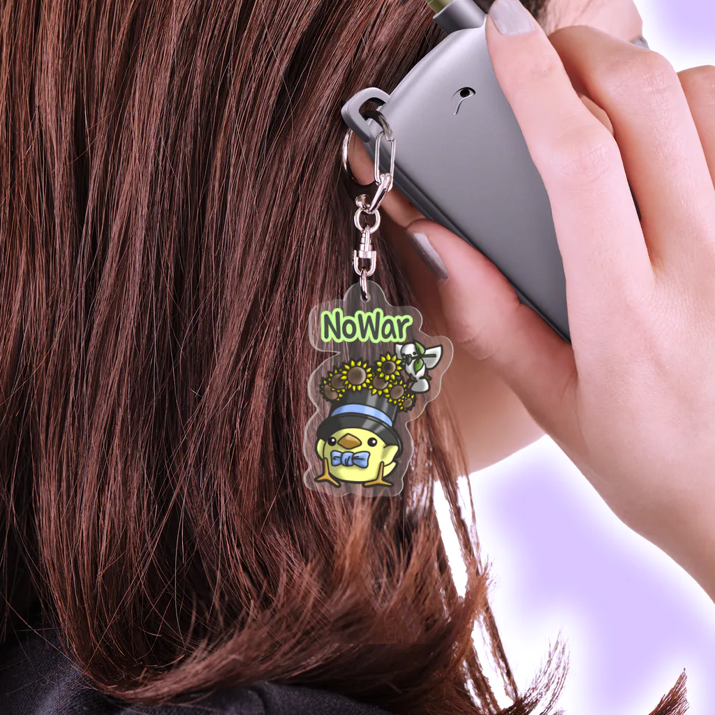 ひよこ男爵とまだむにゃんのひよこ男爵　NoWar🌻🇺🇦🌻 Acrylic Key Chain