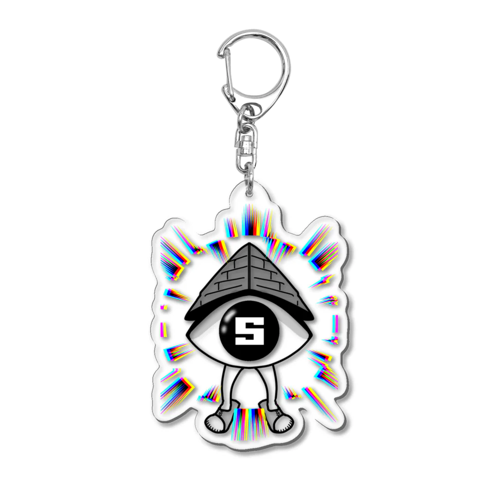 Safelyの目玉ピラミッド君　white Acrylic Key Chain