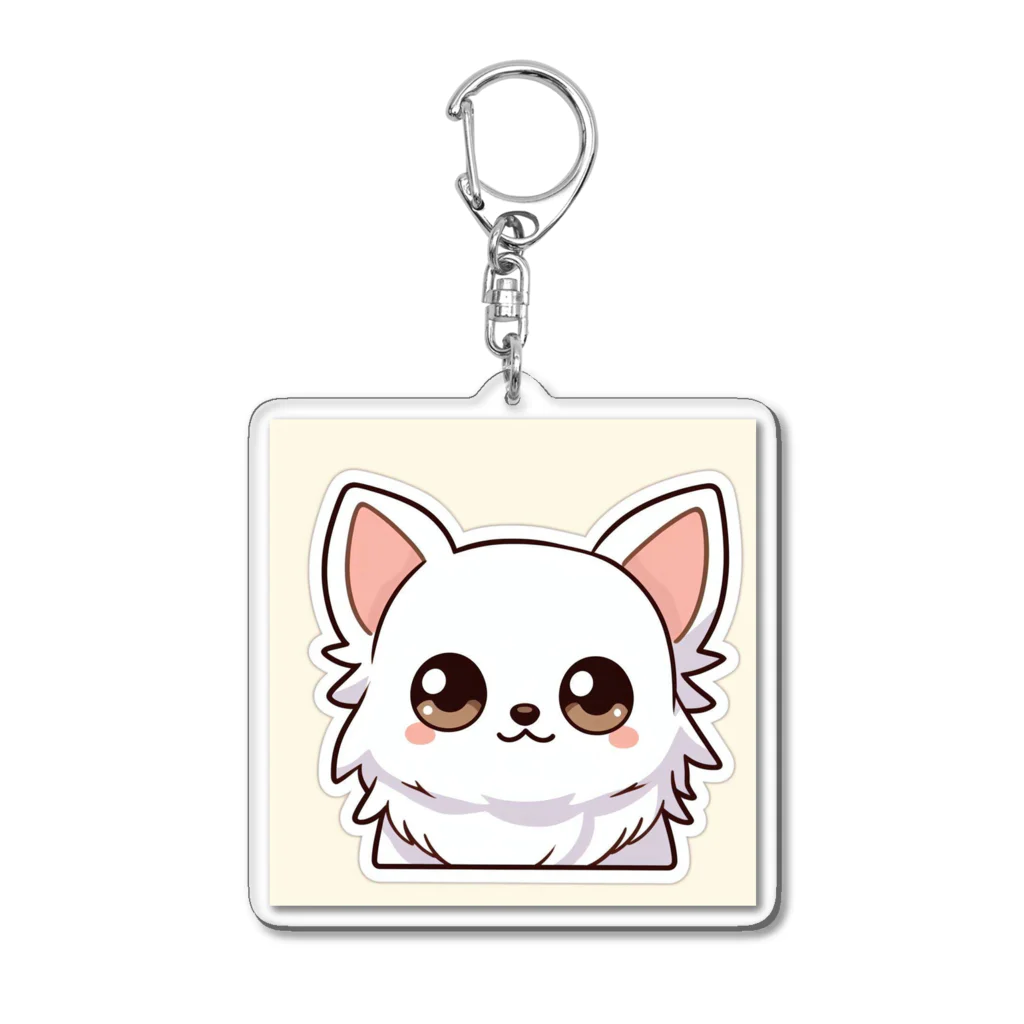 可愛いチワワグッズショップのホワイトチワワちゃん Acrylic Key Chain