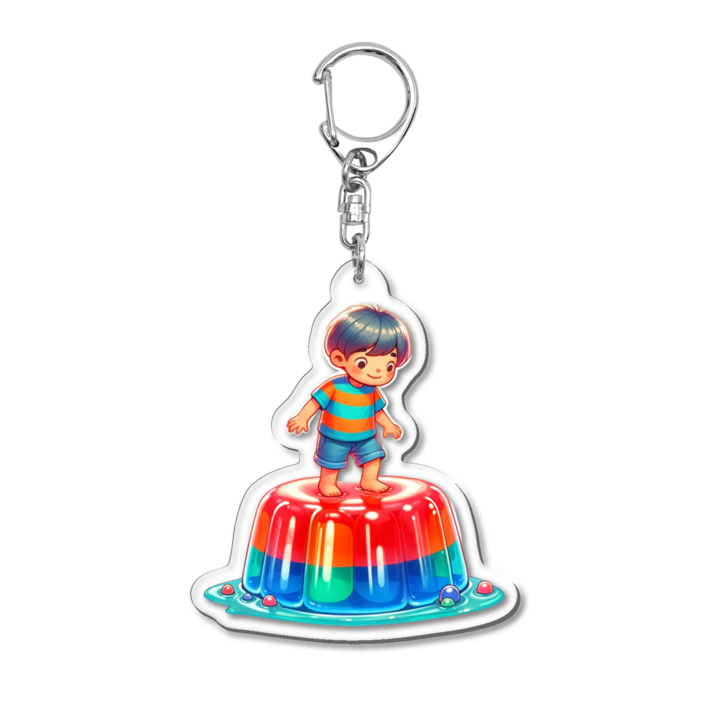 ゼリー少年のゼリーの上に立つ少年 Acrylic Key Chain