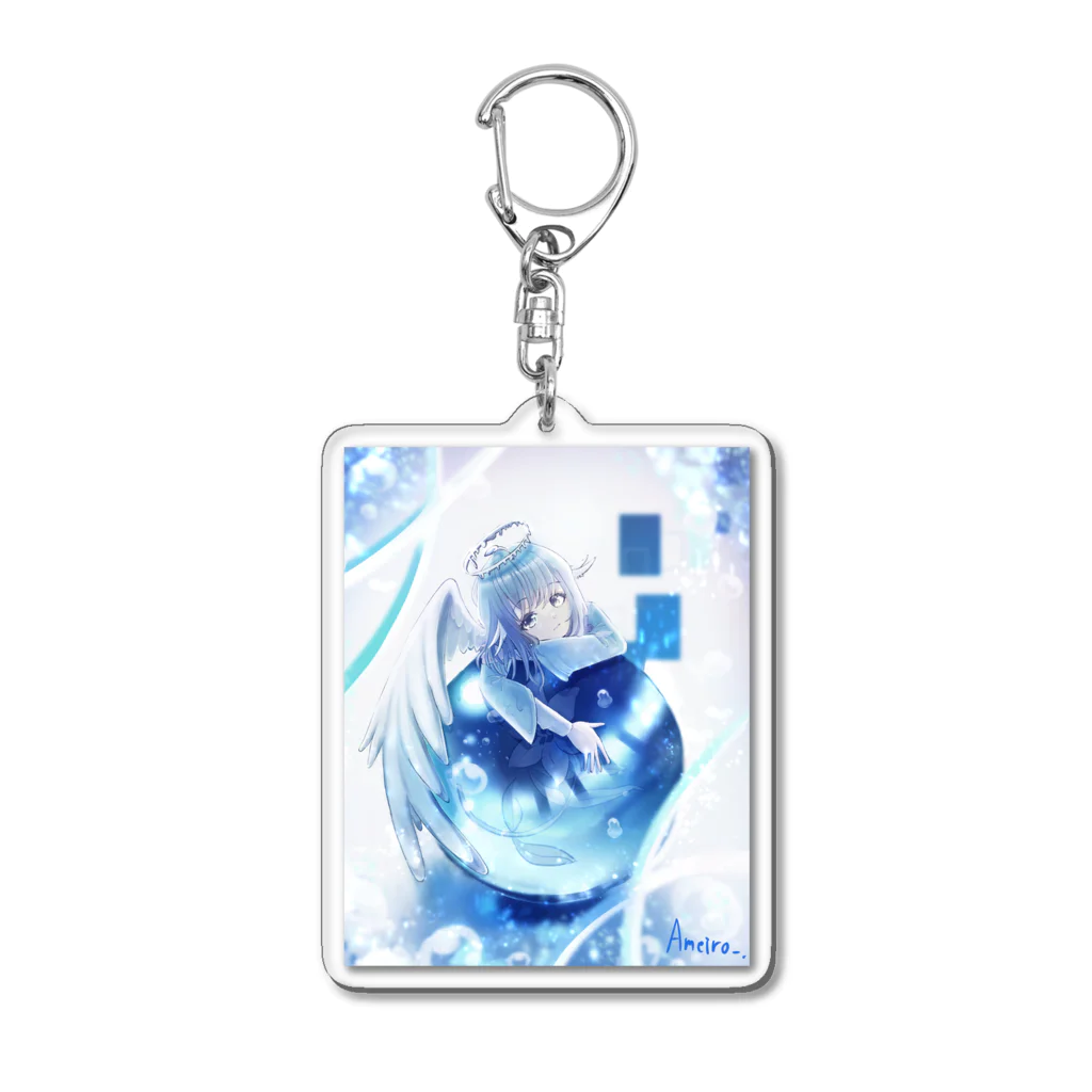 雨色雑貨店のガラスの海を抱く天使 Acrylic Key Chain