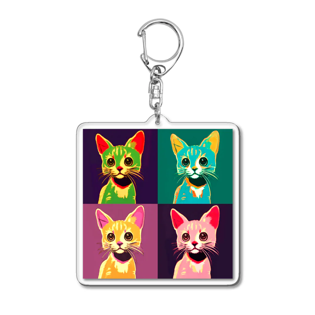 カレー屋　月夜のライオンのよつごねこ Acrylic Key Chain