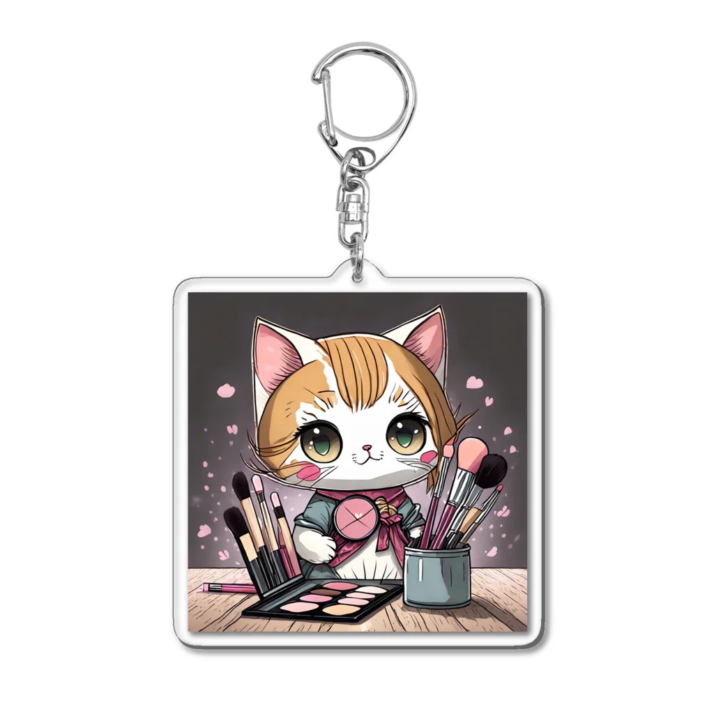 acisoneartの猫のメイクアップアーティスト Acrylic Key Chain