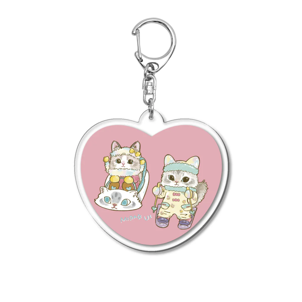 猫のきぬくんのお店のミラちゃんとウイちゃん　ハートバージョン Acrylic Key Chain