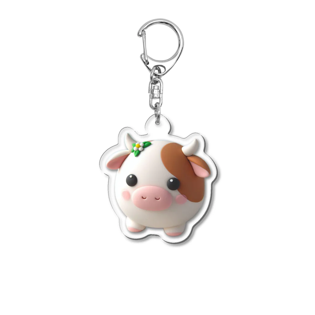 終わらない夢🌈の可愛い💕まんまる◯シリーズ✨　牛🐮 アクリルキーホルダー