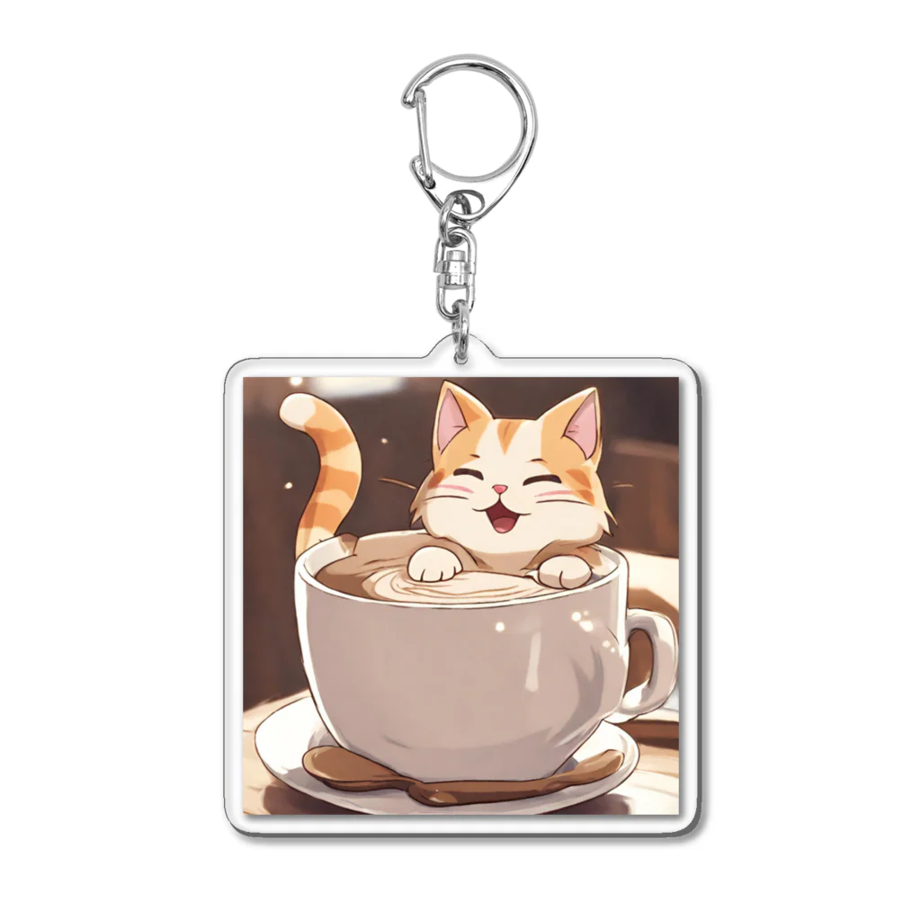 カプチーノ猫🐱のカプチーノ猫 アクリルキーホルダー