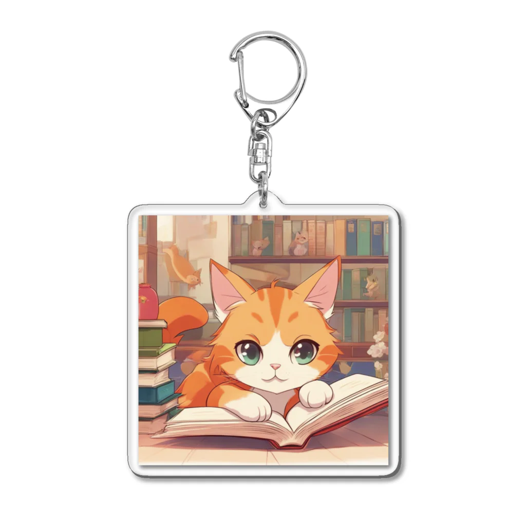 星パンダショップのほんよみかんねこ Acrylic Key Chain