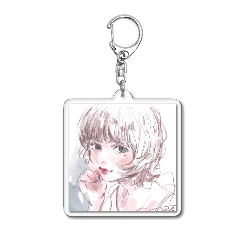 りんごあめのボブヘアgirl Acrylic Key Chain