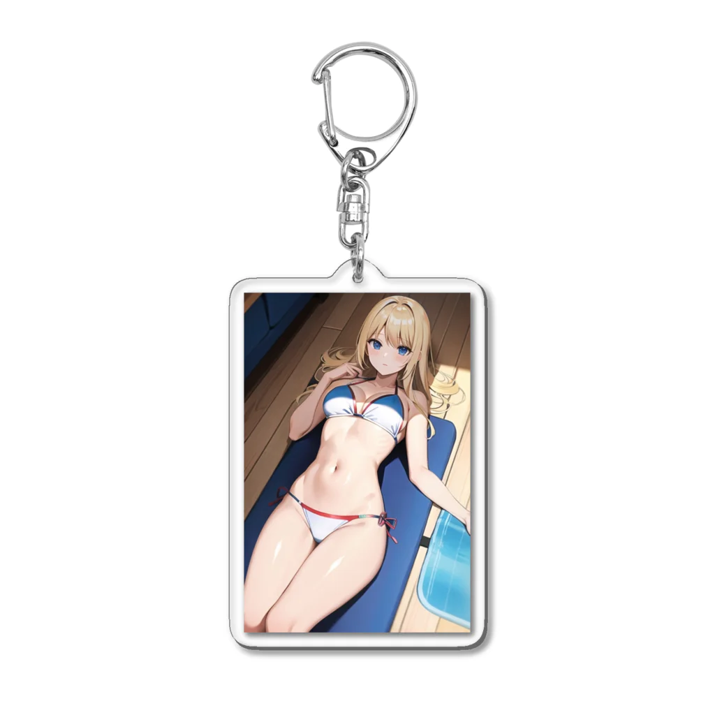 AIオリジナルイラスト　美女男子の金髪で美人な彼女 Acrylic Key Chain