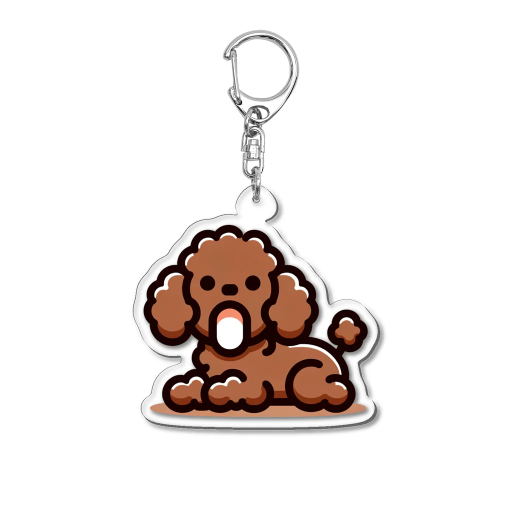 WANnyanDesign 犬猫イラストレーターのトイプードル（あくび２） アクリルキーホルダー