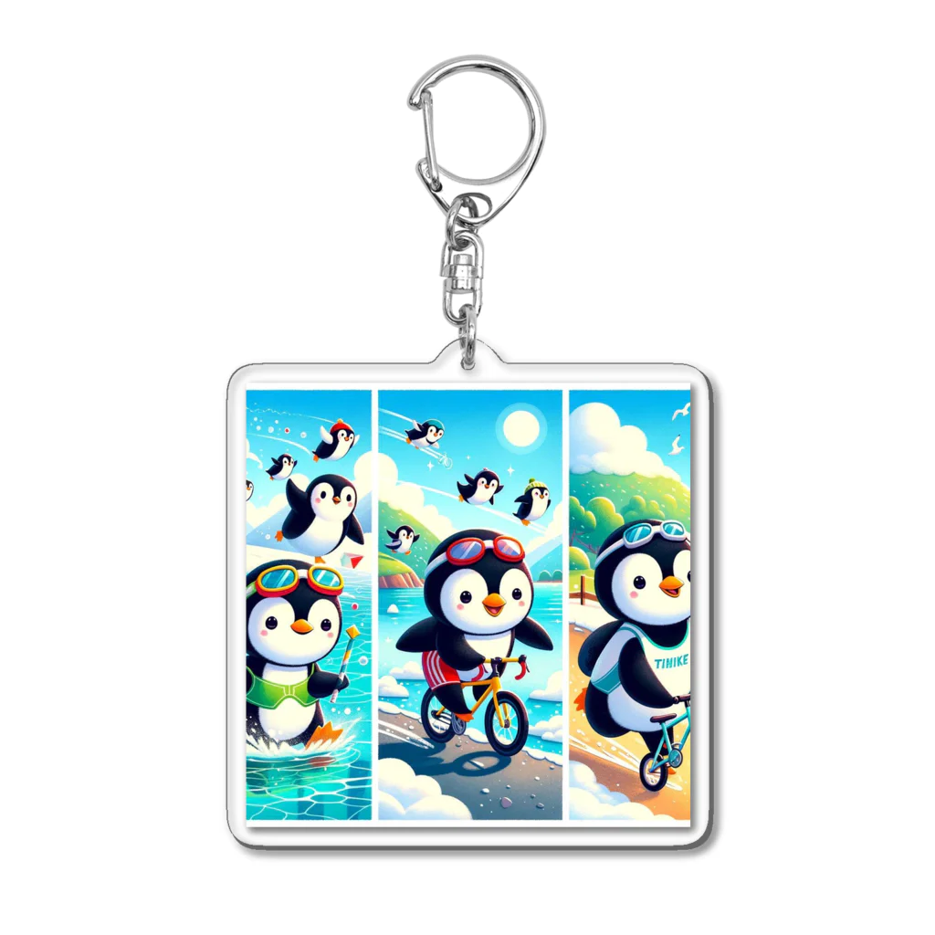 Bumps Design Collectionのぺんくん～トライアスロン Acrylic Key Chain