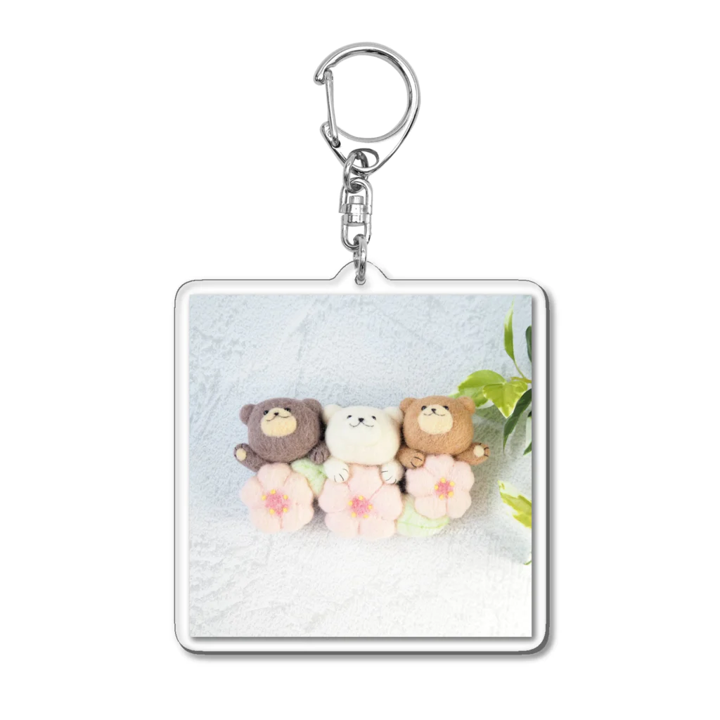 kumamia（くまみあ）のくまの3兄弟（桜） Acrylic Key Chain