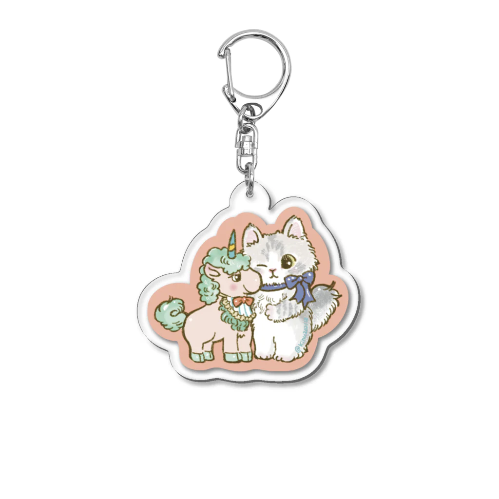 猫のきぬくんのお店のドレミちゃんとユニコーン Acrylic Key Chain