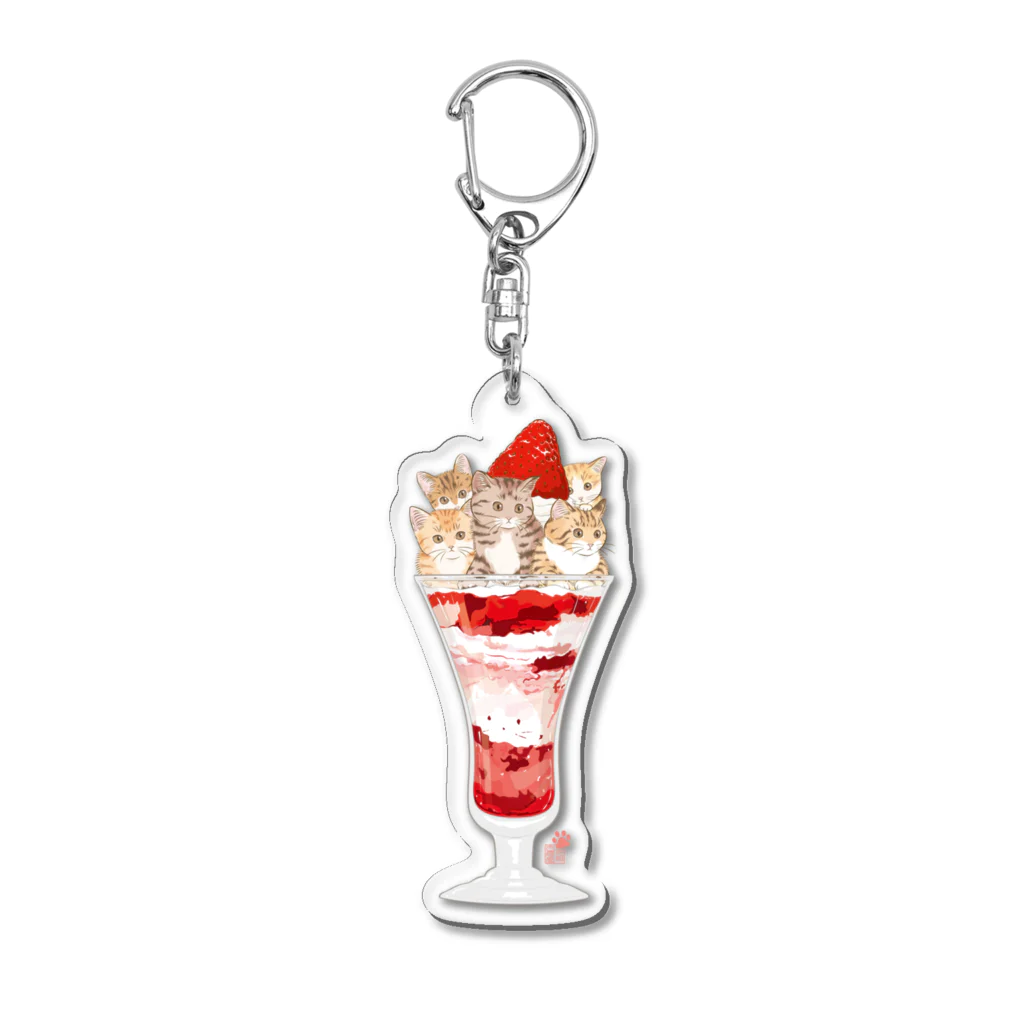 元祖ふとねこ堂の苺とこねこのパフェ Acrylic Key Chain